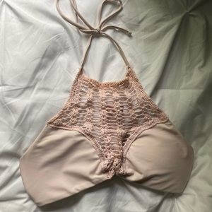 Light Pink Crochet high neck bikini top